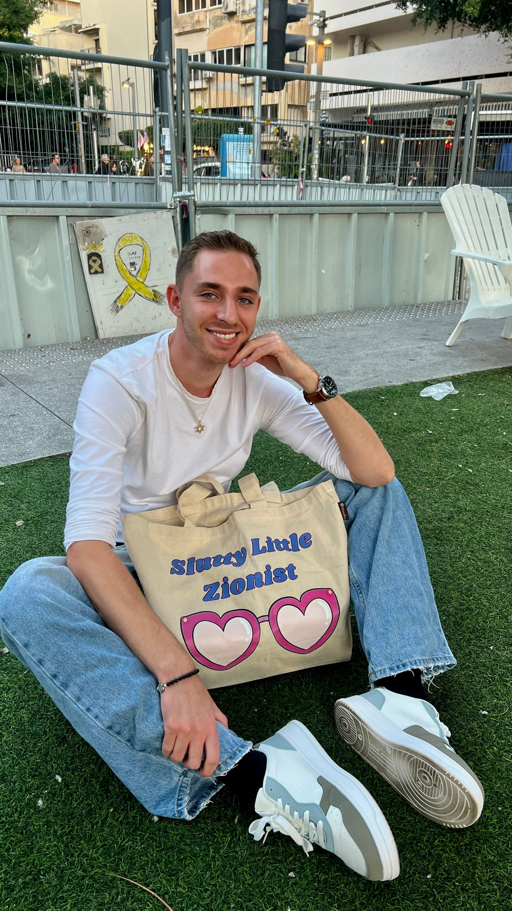 Slutty Little Zionist Tote — lifestyle